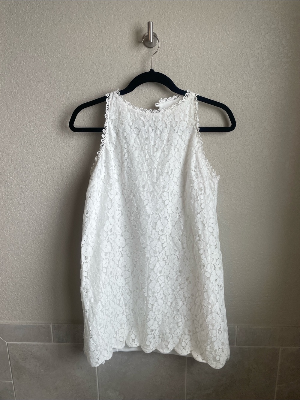 Monteau White Floral Lace Halter Mini Dress